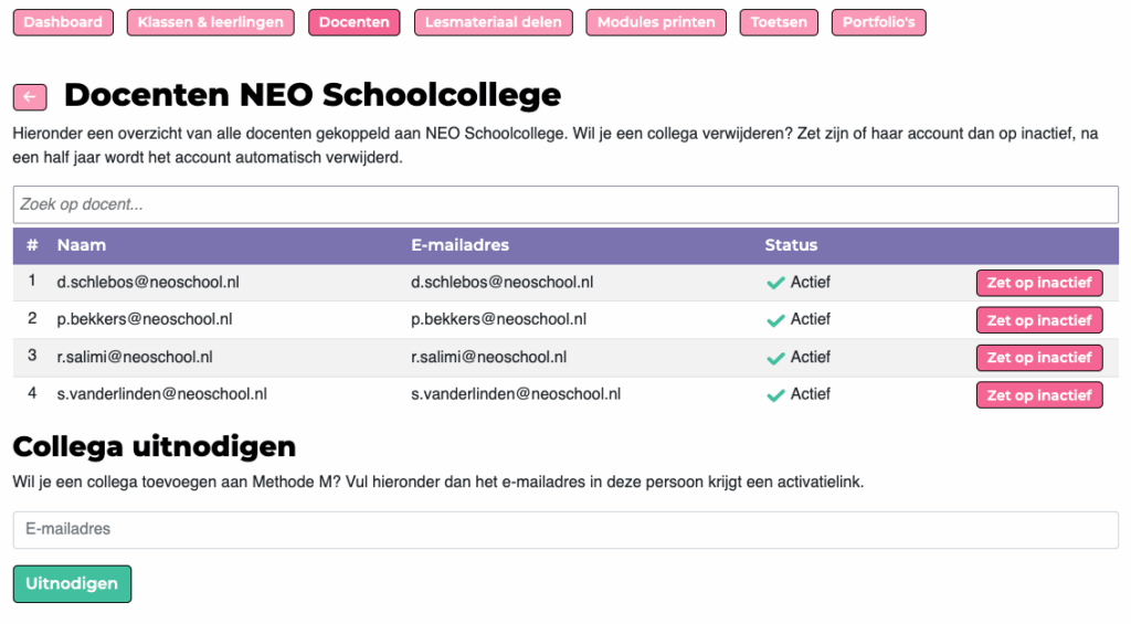 Docentenomgeving - Docenten